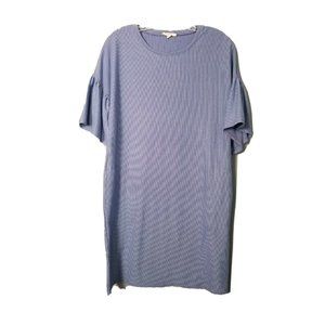 EASEL DRESS SHIFT PERIWINKLE WITH PURPLE STRIPES POCKETS WOMEN'S SIZE SMALL